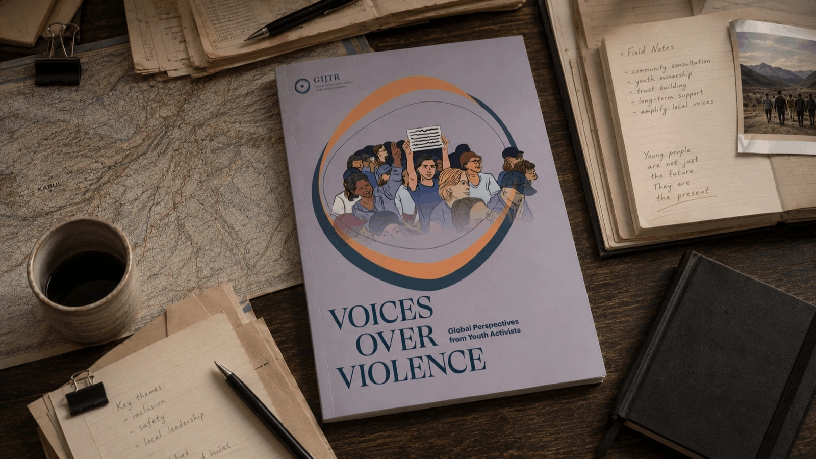 Voices Over Violence toolkit on a desk